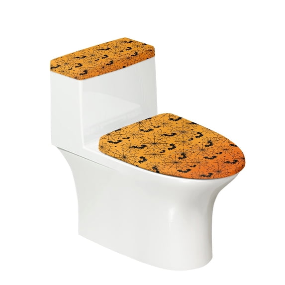HELLHERO Spiderweb Halloween Fits All Toilet Shapes Stretch Fit 2 Piece with Adjustable Toilet Seat Covers Set Washable and Reusable