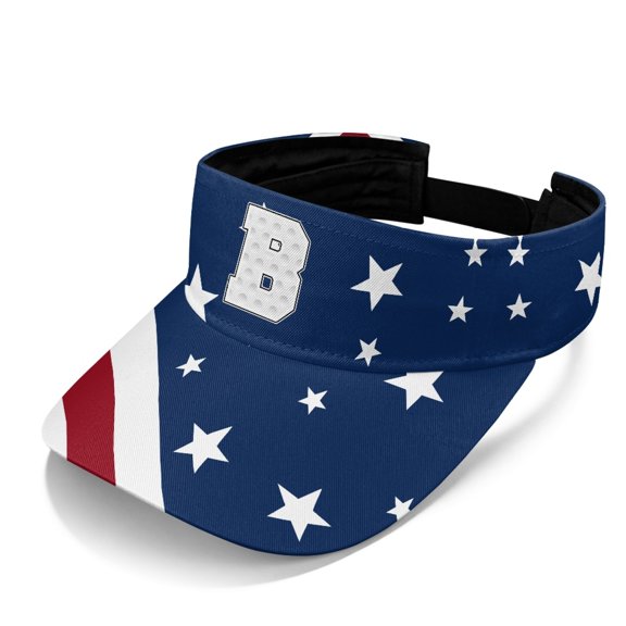 HELLHERO Sports Visor for Summer Beach, Polyester Fabric Quick Dry Sun Visor Hat, Star Spangled B, Adjustable Strap UV Protection Sports Visor Hat for Travel