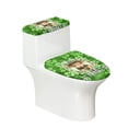thumbnail image 1 of HELLHERO St Patrick Highland Cattle Round Toilet Lid Dust Cover 17"x21" Soft Easy Care for Bathroom, 1 of 8
