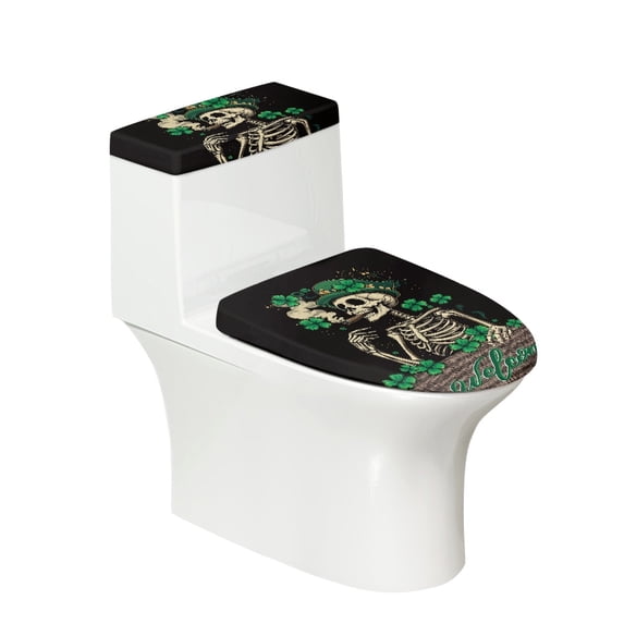 HELLHERO St. Patrick's Day Design Elastic Bottom Toilet Dust Cover Set with Elastic Edge