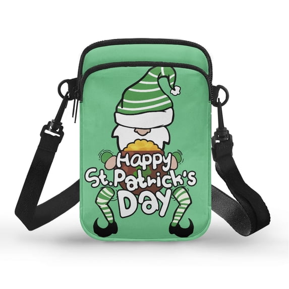 HELLHERO St. Patrick's Day Leprechaun Gold Adjustable Crossbody Bag, Polyester Double-layer for Adults