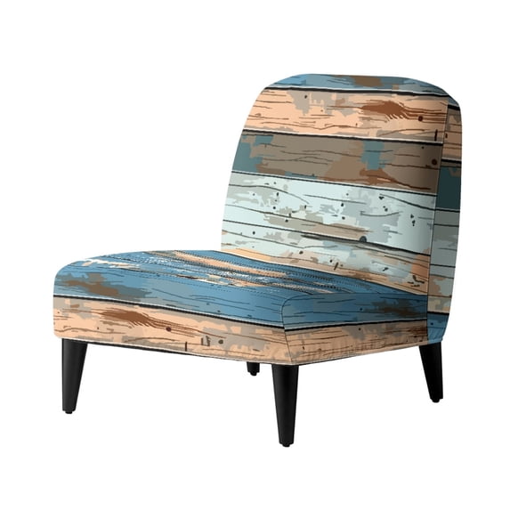 HELLHERO Stain Protection Armless Slipcover for Home, Easy Care Armless Accent Chair Cover, Striped Distressed Wood Grain Theme