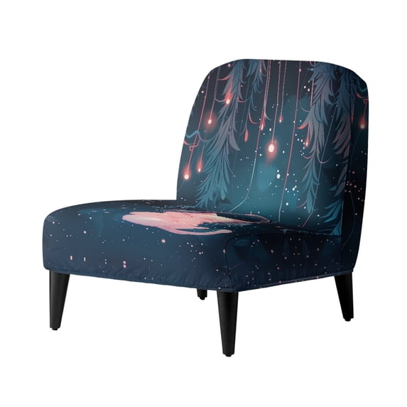 HELLHERO Stain Protection Elastic Bottom Armless Accent Chair Cover for Armless Chair, Accent Chair Protector Cats and Music