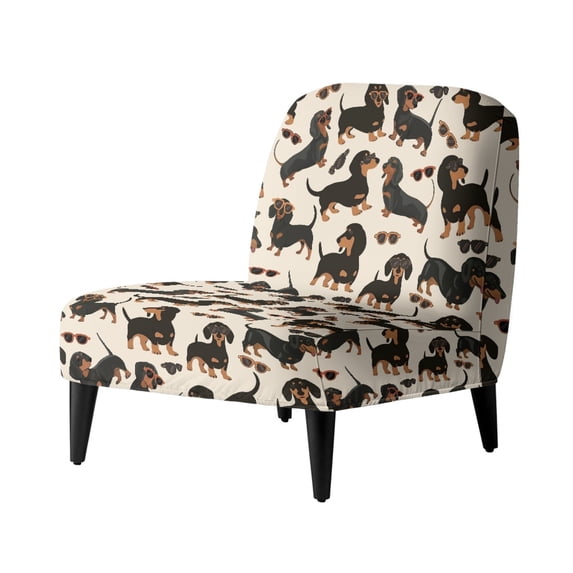 HELLHERO Stain Protection Elastic Bottom Armless Accent Chair Protector for Armless Chair, Armless Accent Chair Cover Dachshund Cool Style