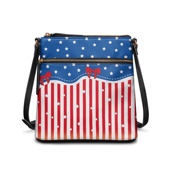 HELLHERO Star Stripe Design Crossbody Purse, Waterproof Women's Single Shoulder Crossbody Bag PU Leather Durable Satchel Bag for Outings Work