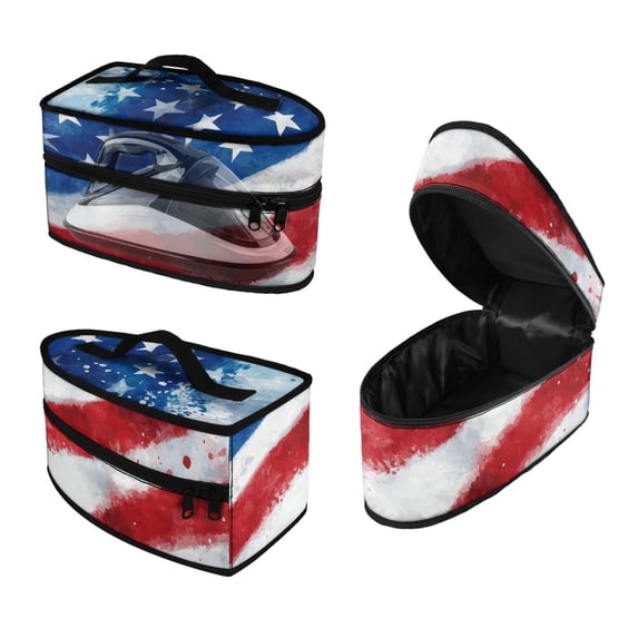 HELLHERO Star Stripe Pattern Design Protective Travel Iron Storage Case Durable Lightweight Travel Iron Organizer Handheld Travel Steamer Organizer, Case Only
