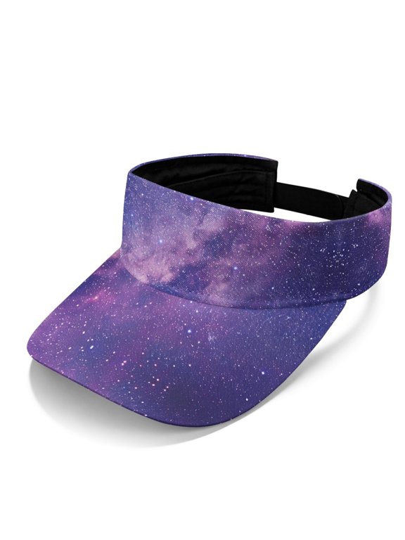 Starry Sky Galaxy Print Lightweight Sun Visor Hat, Polyester Fabric Adjustable Sports Visor Hat Adjustable Strap Sun Visor Cap for Women
