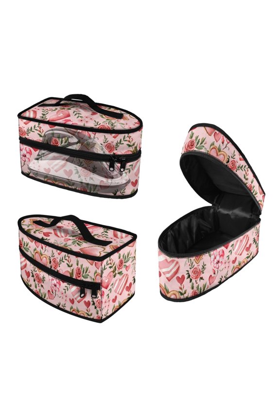 Steam Iron Storage Bag Irons Accessories Pink Heart and Rose Pattern Travel Iron Case, Case Only