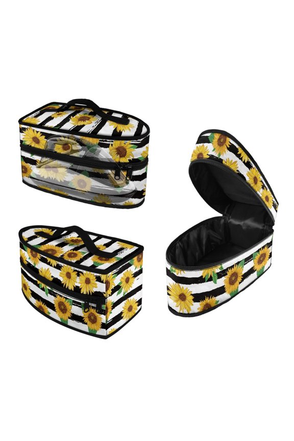 Steam Iron Storage Case Easy Storage Cleaning Portable Travel Steamer Carrier Bag with Smooth Zipper Sunflower Stripe Design(Case Only)