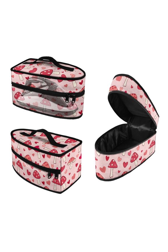 Steam Iron Storage Case Easy to Clean Heart-Shaped Mushroom Pattern Reusable for Clothing Ironing Machines, Case Only