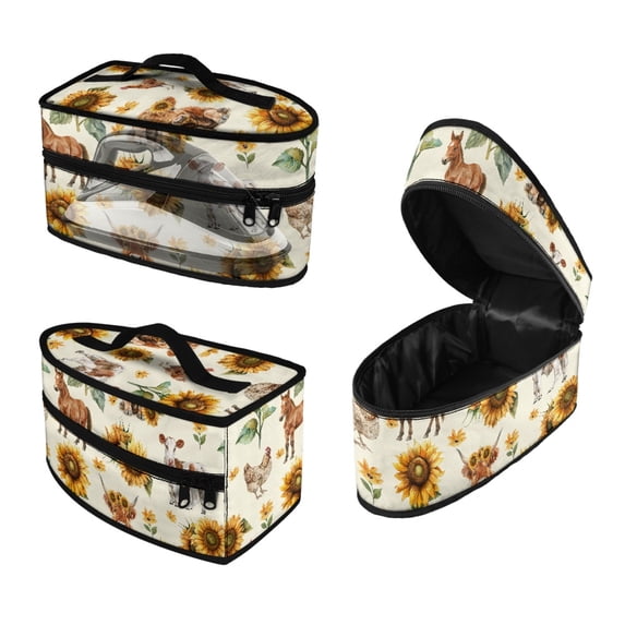 HELLHERO Steamer Carrying Case Smooth Zipper For Garment Care Easy to Carry Cow and Sunflower Pattern(Bag Only)
