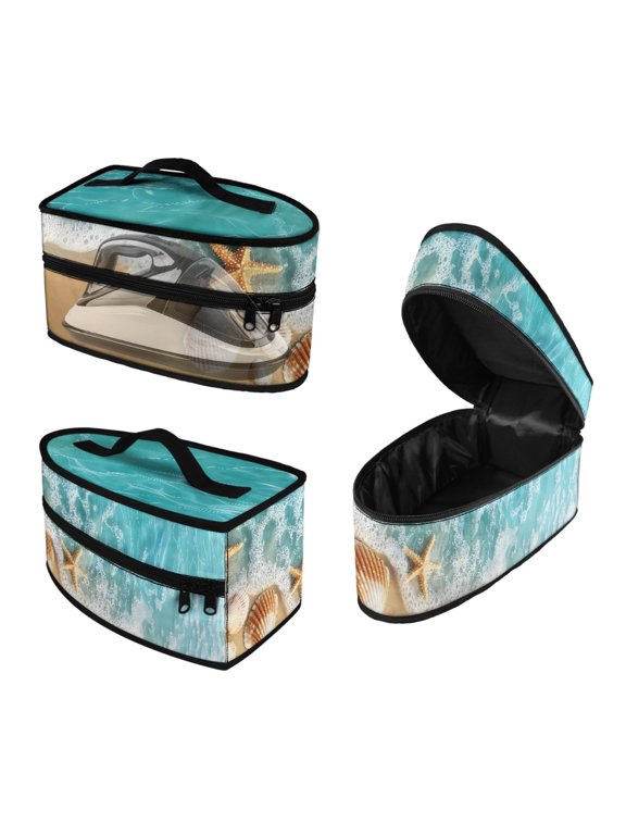 Steams Iron Organizers Case Zipper Handle Travel Steam Iron Case Lightweight Seashell and Starfish Pattern(Bag Only)