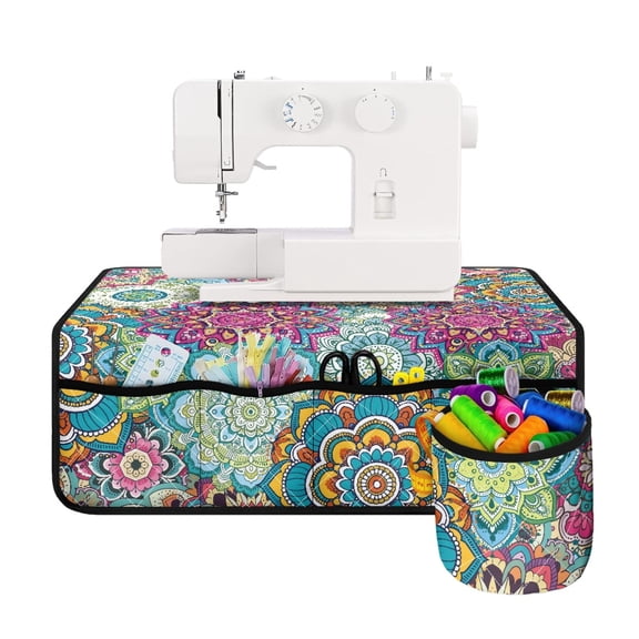 HELLHERO with Storage Cylinder Sewing Machine Pad Organizer Washable to Store Bobbins Easy to Clean for Xmas Gifts Travelling, Colorful Mandala Pattern