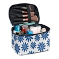 thumbnail image 1 of HELLHERO Storage Pockets Large Makeup Bag Blue Daisies on White Perfect For Travel And Daily Use Large Capacity Vanity Storage, 1 of 6