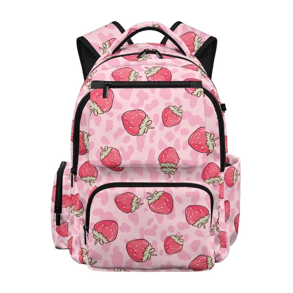 HELLHERO Strawberry Pattern Design Kids Backpack with Breathable Lightweight Shoulder Bookbag, Waterproof 17 Inch Book Bag for Middle School Elementary Outdoor