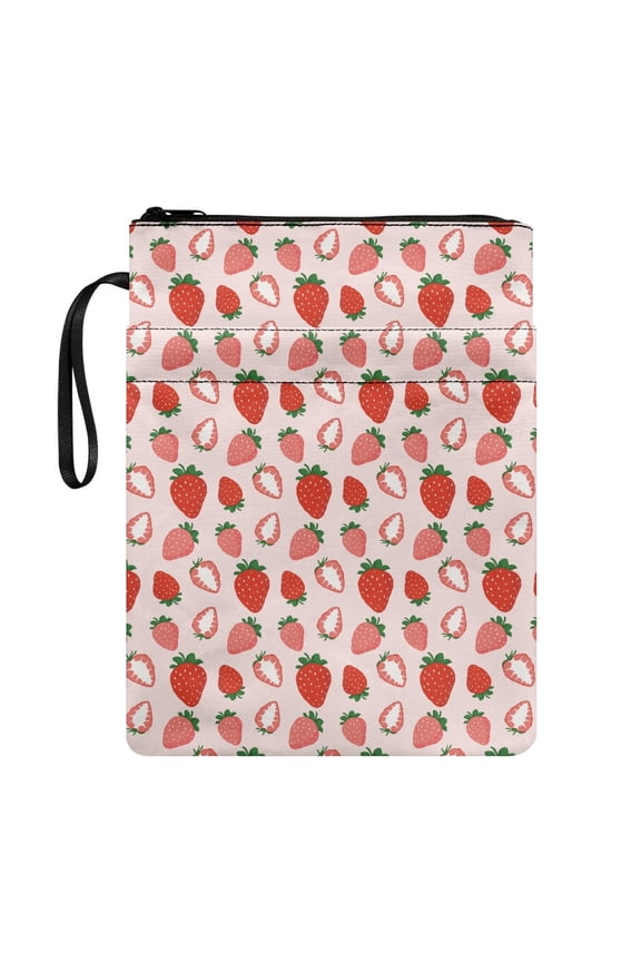Strawberry Polyester Fabric Zipper Bag for Reader Book Lovers Gifts for Prayer Pocket