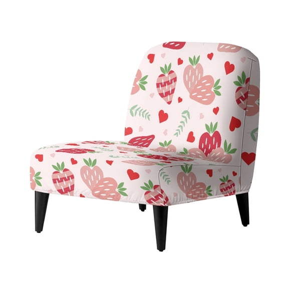 HELLHERO Stretch Elastic Bottom Armless Accent Chair Protector for Hotel, Stain Protection Armless Accent Chair Cover, Strawberry Pattern