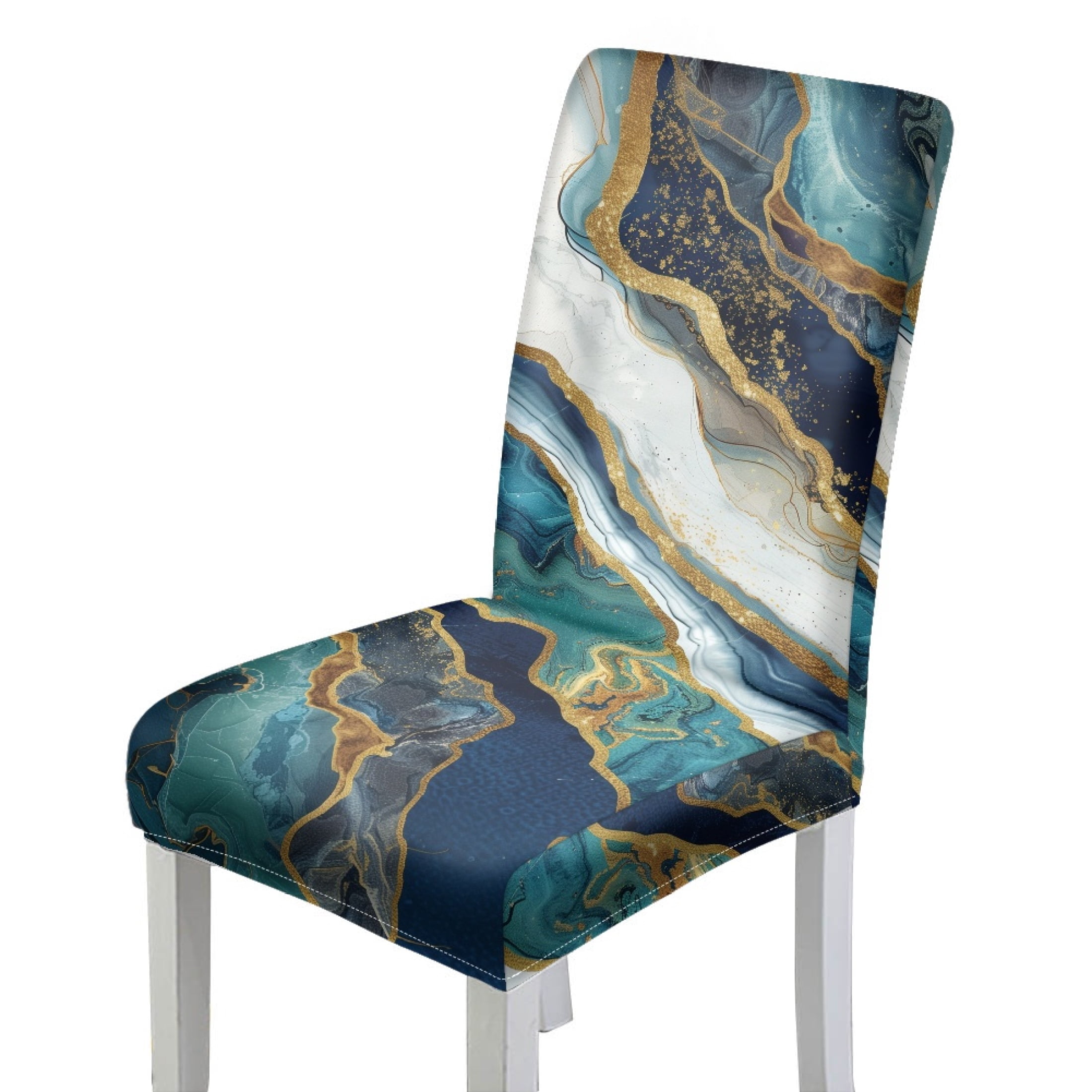 HELLHERO Stretch Polyester Fabric Parsons Chair Covers, Marble Texture ...