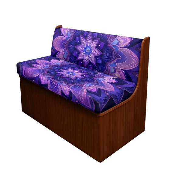 HELLHERO Stretch Polyester Fabric RV Couch Cover Compatible with Camper Travel Trailer, RV Booth Seat Covers for Bench Booth Seats, Purple Mandala