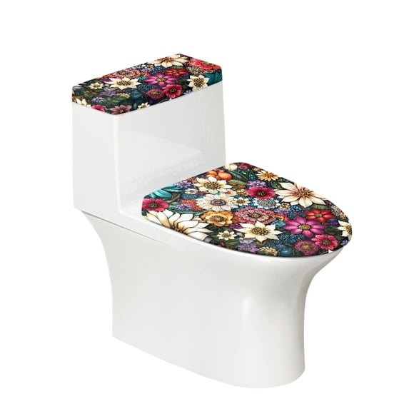 HELLHERO Stretch Toilet Top Cover Set Soft Universal Elastic Installation Toilet Seat Cover Set Elastic Bottom Indoor Home Dust-Proof U-Shaped