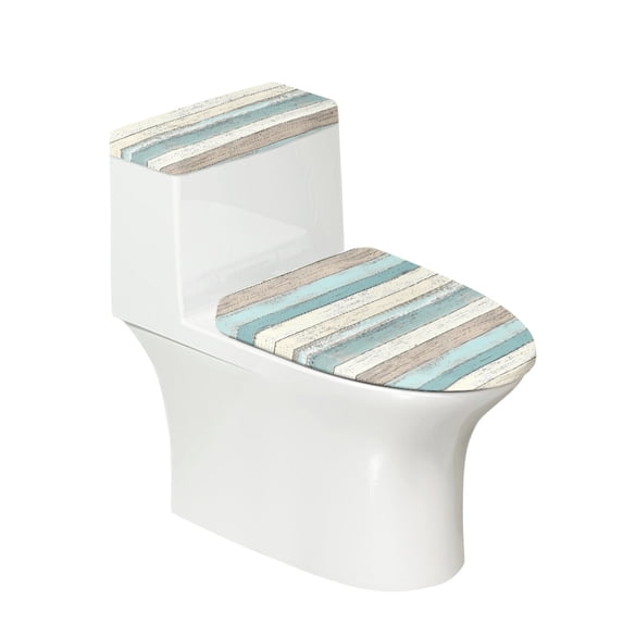 HELLHERO Stripes Toilet Lid Seat Cover Set Stretch Set of 2 Elastic Installation Washable for Bathroom Supplies