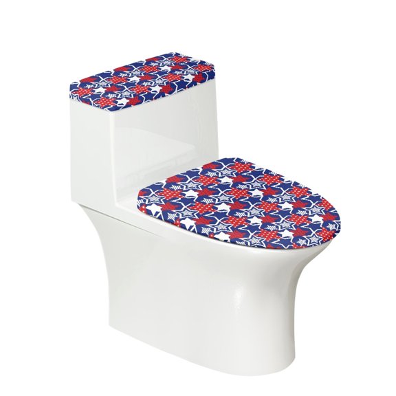 HELLHERO Stylish Pack of 2 Toilet Bowl Cover, Stretch Polyester Toilet Cover Set & Washable, Washable and Reusable, Dust-Proof, Stretch Fit, Nautical Star Field