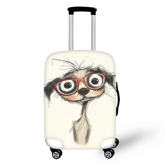 HELLHERO Stylized Dog Red Glasses Dustproof Luggage Cover for Traveler, All Size Unique Easy Washing Luggage Suitcase Covers