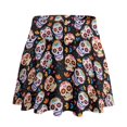 thumbnail image 1 of HELLHERO Sugar Skull Pattern Polyester Spandex Blend Tennis Skirt with Built-in Shorts, Flowy 2 Side Pockets Athletic Skort for Golf Pickleball Daily Wear, 1 of 9