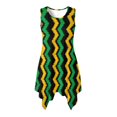 thumbnail image 1 of HELLHERO Summer Sleeveless Dress, Jamaican Zigzag Stripes Side Pockets Asymmetric Hem Midi Dress, Irregular Hem Round Neck Sleeveless Sundress for Work, 1 of 8