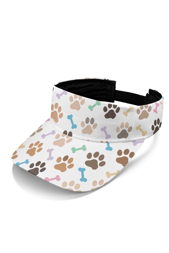 Sun Protection Sun Visor Hat for Walking Sports, Polyester Fabric Adjustable Sports Visors, Paw Prints Design