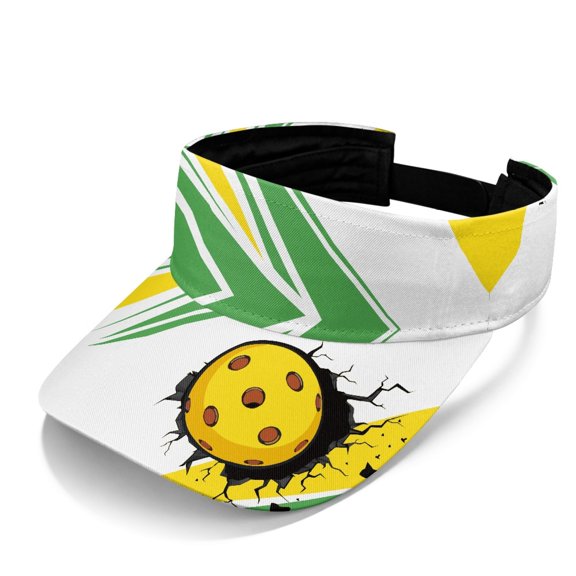 HELLHERO Sun Visor Hat with Pickleball Print, Polyester Fabric Adjustable Sports Visor Hat for Tennis Running Outdoor Activities