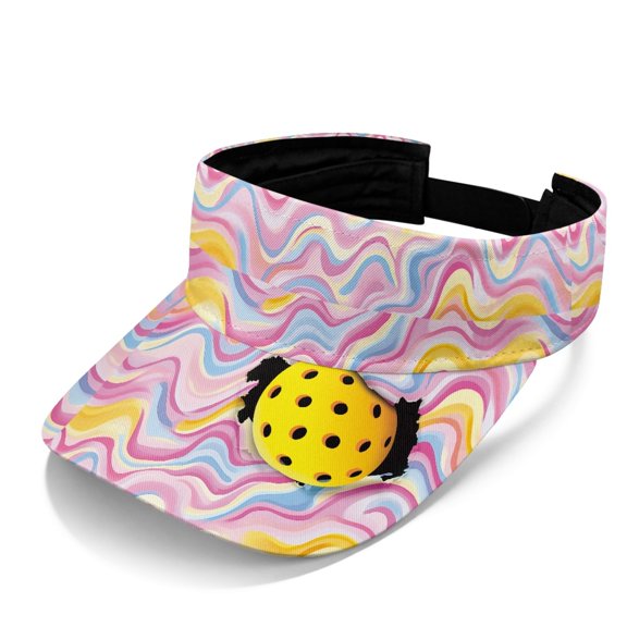HELLHERO Sun Visor Hat with Swirl Pickleball Design, Polyester Fabric Adjustable Strap Sports Visor Hat for Walking Golf and Unisex Daily Use