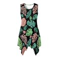 thumbnail image 1 of HELLHERO Sundress, Green and Pink Monstera Leaves Side Pockets Women's Sleeveless Dress, With Side Pockets Skin Friendly Summer Dresses for Beach Vacation, 1 of 8