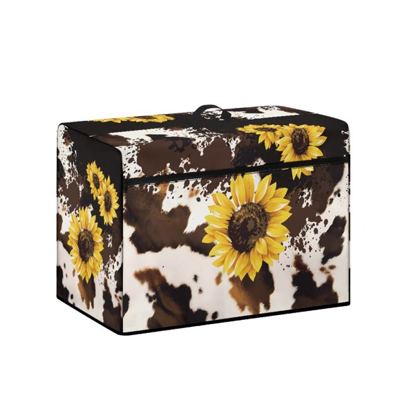 HELLHERO Sunflower Cow Patterned Sewing Machine Protective Cover with Handle and Pocket Polyester Material Easy to Clean and Resuable Gifts for Housewife
