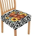 thumbnail image 1 of HELLHERO Sunflower Cow Print Dining Room Chair Seat Covers, Highland Cattle Print Elastic Slipcover for Kitchen Seat Cushions, Dining Chair Cushion Slipcovers, 1 of 7