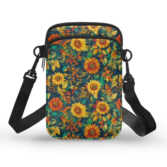 HELLHERO Sunflower Crossbody Sling Bags Polyester 2 Layers Crossbody Bags for Daily Use