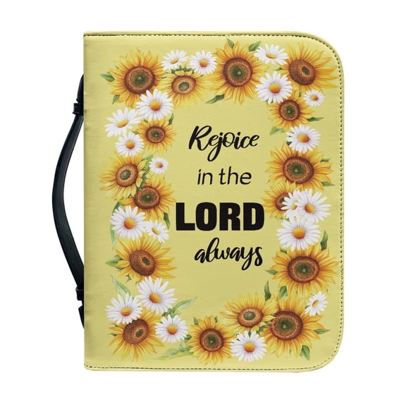 HELLHERO Sunflower Daisy PU Leather Bible Cover, Portable Protective Carrying Bag for Church Prayer Daily Study, for Men and Women
