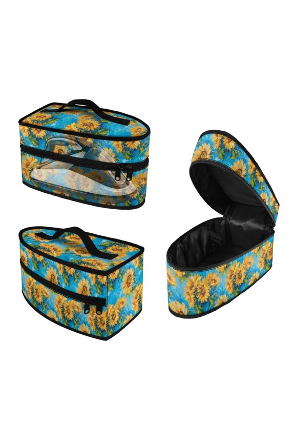 Sunflower Design Protective Steam Iron Carrying Bag Compatible with Full-Size Irons and Accessories Lightweight Steamer Organizer Garment Steamer Box Travel Steamer Holder, Case Only