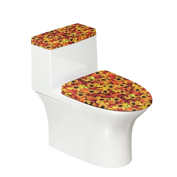 HELLHERO Sunflower Maple Leaf Toilet Protector Cover 17"x21" Stretch Elastic Installation for Toilet