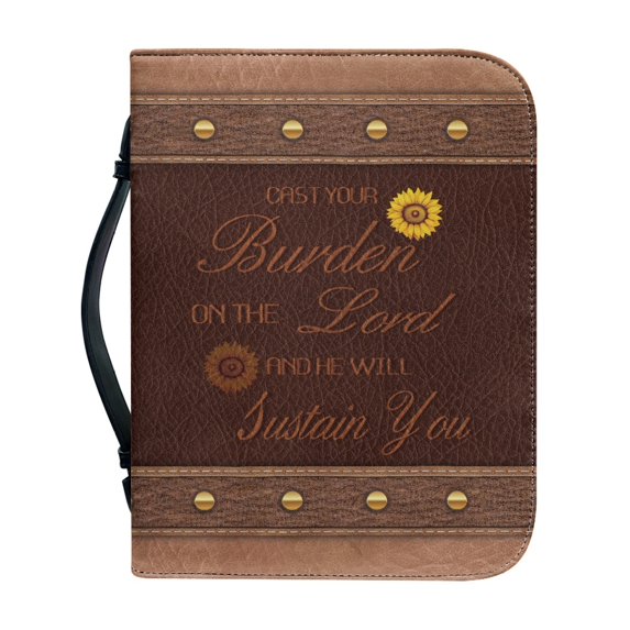 HELLHERO Sunflower PU Leather Bible Cover, Large Capacity Zipper Bible Carrier with Handle, for Church Prayer and Daily Study
