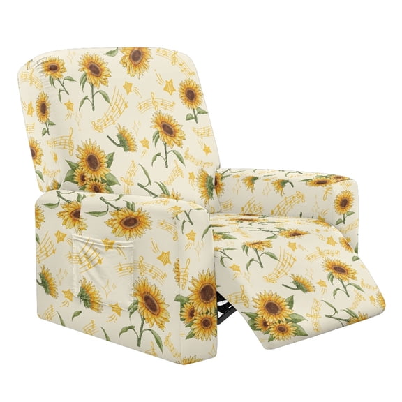 HELLHERO Sunflower Print Cover for Recliner Chair with Foot Rest Music Note Print Recliner Chair Covers Lazyboy Couch Cover for Reclining Sofa
