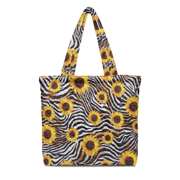 HELLHERO Sunflower Zebra Stripe Pattern Reusable Tote Bag for Work ...
