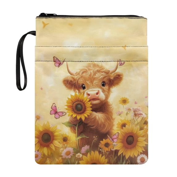 HELLHERO Sunflowers Paperback Book Cover with Waterproof Polyester Book Organzoer Holder Book Sleeve Protector Lightweight Reusable with Handle for Friend Vintage