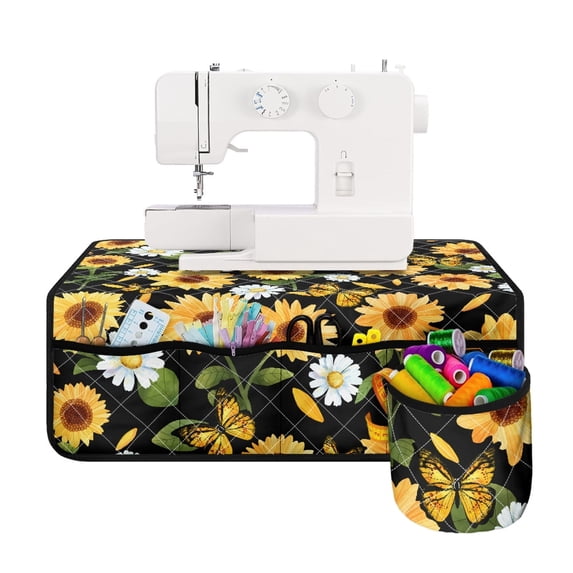 HELLHERO Sunflowers and Daisies Sewing Machine Mat Removable Storage Bag Easy to Clean Non Slip for Woman Gifts