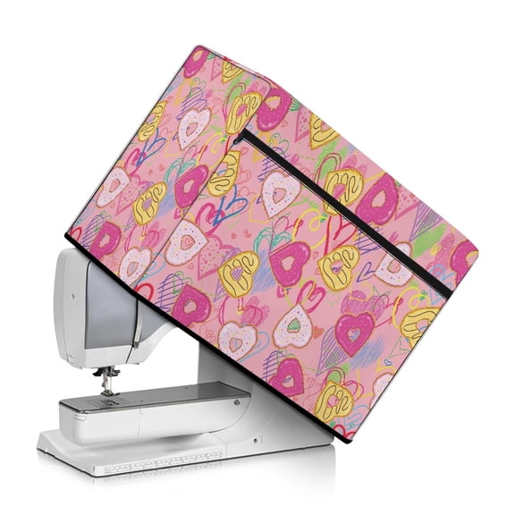 HELLHERO Sweet Treats Pattern Sewing Machine Dust Cover and Sewing Essentials Pockets Polyester Easy to Clean and Resuable Ideal Gifts for Housewife