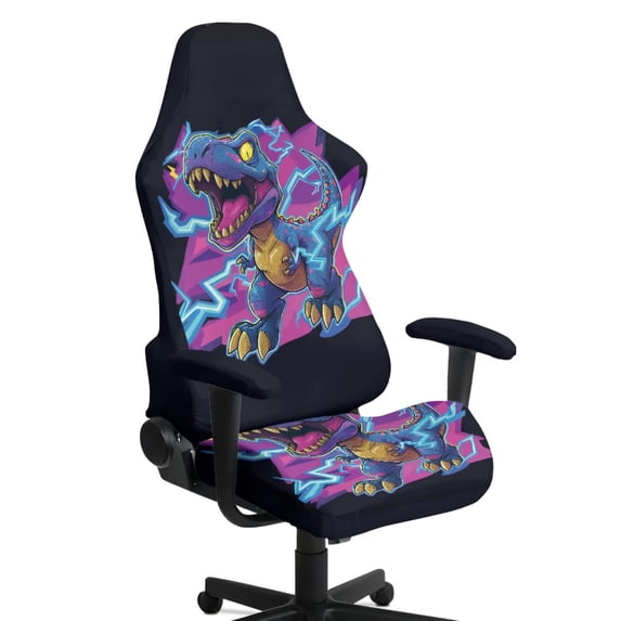HELLHERO T-Rex Dinosaur Gaming Chair Cover with Armrest Covers, 4 Pack Elastic Spandex Computer Chair Slipcovers for Office and Gamer Room