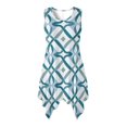 thumbnail image 1 of HELLHERO Teal Geometric Pattern Beach Long Dresses, Side Pockets Summer Sleeveless Dress Round Neck Pleated Sleeveless Sundress, 1 of 8