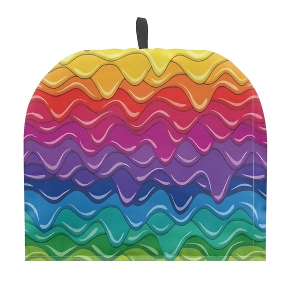 HELLHERO Teapot Cover Not Easily Deformed Rainbow Wave Pattern Coffee Pot Cloth Covers Dust Proof Polyester Canvas for Hotel