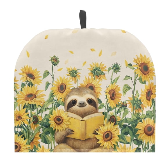 HELLHERO Teapot Dust Cover Keep Warm 1Pcs Polyester Canvas Creative, Sloth Sunflower Pattern