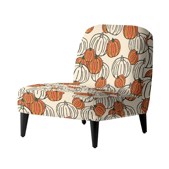 HELLHERO Thanksgiving Armless Accent Chair Cover Featuring Pumpkin Print, Anti Scratch Elastic Bottom Protector for Living Room Kitchen